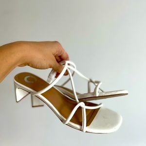 White strappy wedding slide-on 2.5in heel